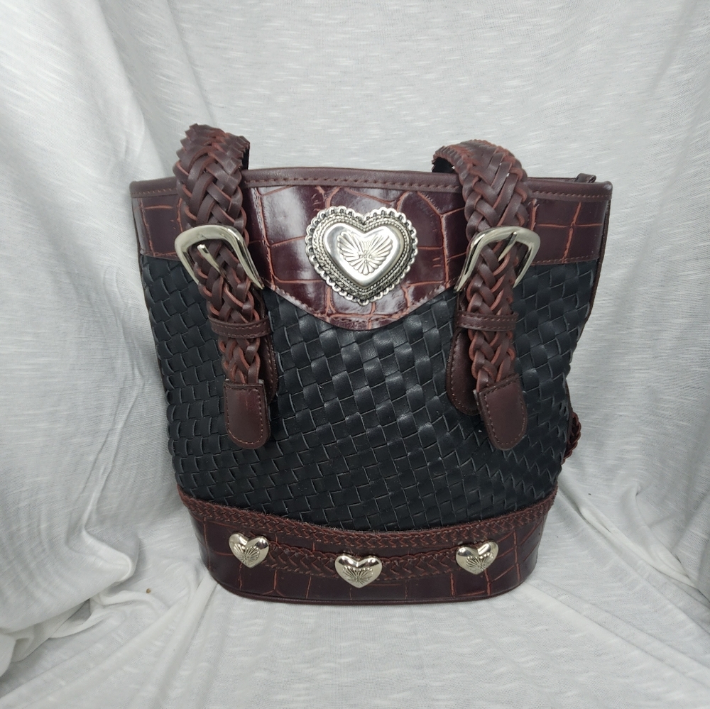 Brown/Black Unbranded Leathed Handbag
